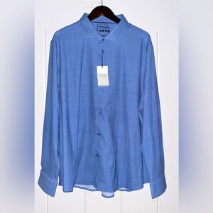 Report Collection Button Up Men Tech Shirt Men XXXL NEW Nylon 360 Stretch Office